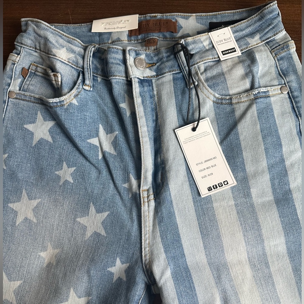 Judy Blue Light Blue Stars and Stripes Denim Jeans